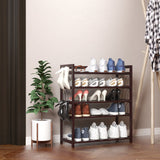 Homfa Bamboo Shoe Shelf Storage Organizer 5-Tier with 12 Hanging Bar Entryway Shoe Rack, Home Shelf Storage Cabinet for Shoes, Books and Flowerpots Dark Brown