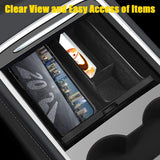XTAUTO Center Console Organizer Tray Fit for 2021 Tesla Model 3 Armrest Storage Box Cubby Drawer Container 2021 Tesla Model 3 Accessories Interior Parts ABS Material Flocked Liner