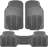 FH Group F11306BLACK Black-Solid Trimmable Heavy Duty All Weather Floor Mats 3pc Full Set