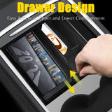 XTAUTO Center Console Organizer Tray Fit for 2021 Tesla Model 3 Armrest Storage Box Cubby Drawer Container 2021 Tesla Model 3 Accessories Interior Parts ABS Material Flocked Liner