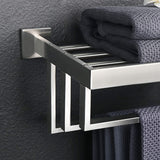 Alise Bathroom Lavatory Towel Rack Towel Shelf with 3 Towel Bars Wall Mount Towels Storage Holder,GOY8003-LS 24-Inch SUS 304 Stainless Steel Brushed Nickel Finish