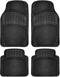 OxGord 4pc Rubber Floor Mats Universal Fit Front Driver and Passenger Seats and Rear - Car SUV Van and Truck - Brick Style - Beige