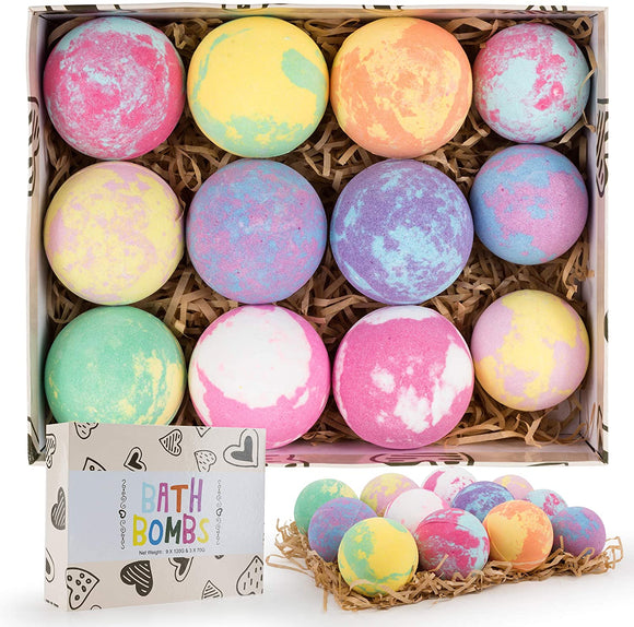 12 Pcs Bath Bombs Gift Set,Rich in Essential Oils ,with Rich Foam, Moisturize The Skin,Suitable for Spa Skin Care,Best Birthday Gift for Women