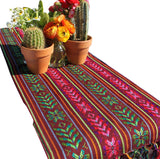 Del Mex Woven Rebozo Style Mexican Table Runner Scarf (Teal)