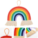 ituansen Rainbow Pom Pom Garland,Macrame Rainbow Wall Hanging Decor Tassel Garland Pom Pom Ball String Banner for Home Decor Nursey Dorm Room Kids Room Decor Baby Shower Party Supplies (R6)