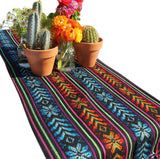 Del Mex Woven Rebozo Style Mexican Table Runner Scarf (Teal)