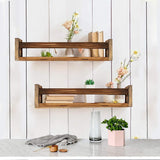 Cocomong Wood Floating Nursery Shelves Set of 2, Book Shelf Organizer for Kids, Wall Mounted Farmhouse Floating Bookshelves, Decorative Hanging Shelf for Baby Nursery Room Decor, Brown