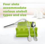 (Set of 2) Plastic Utensil Rest with Drip Pad for Multiple accessories - Spoon Rest for kitchen counter - Kitchen Utensil Holder for Spoons, Ladles, lids & Other