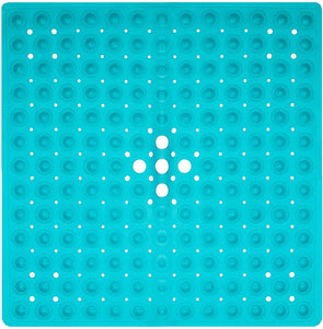 ENKOSI Square Shower Mat 21 x 21 inch for Shower Stall Floors Bathtub Mat Non Slip Firm Grip Bathroom Mat with Over 160 Strong Suction Cups (Clear)