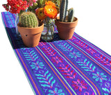 Del Mex Woven Rebozo Style Mexican Table Runner Scarf (Teal)