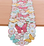 GRANDDECO Embroidered Flowery Table Runner 13"x68", Cutwork Embroidered Floral Butterfly Dresser Scarf, Home Kitchen Dining Tabletop Decoration, Runner 13"x68", Butterfly