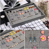 Sackcloth Stackable Jewelry Tray With Lid Jewelry Organizer For Drawer Earring Storage Necklace Organizer Ring Box Bracelact Display Set(gray-black)