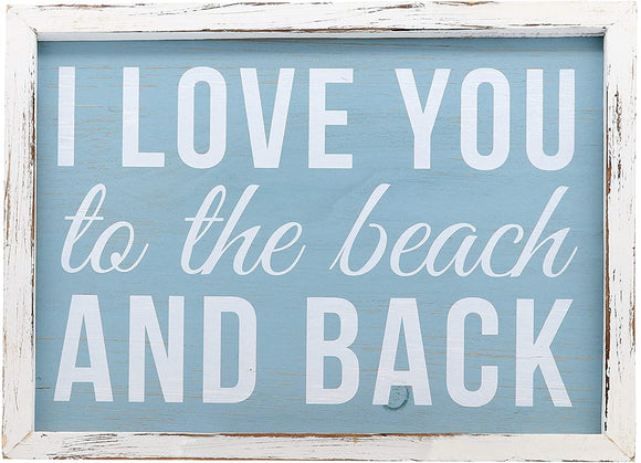 Barnyard Designs I Love You to The Beach and Back Wooden Wall Sign Beach House Home Decor Sign 16” x 12”