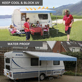 RV Awning Fabric Replacement Waterproof Vinyl Shade Screen for Awnings Camping Universal Fit Fabric Sun Shade UV Sun Blocker Canopy RV Awning Shade Shelter Fabric - 19' (Fabric 18'2")