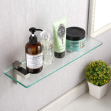 KES 16 Inch Bathroom Wall Shelf Tempered Glass Shelf Wall Mounted Brushed Nickel Finish, BGS3201S40-2