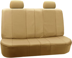 FH Group PU007114 Deluxe Leatherette Full Set Car Seat Covers, Airbag Compatible & Split Rear, Solid Beige Color- Fit Most Car, Truck, SUV, or Van