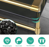 Glass Bathroom Shelf with Towel Bar and Rail Wall Mounted Extra 8mm-Thick Tempered Glass, Floating Shelf Rectangular (Matte Black)