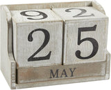 Juvale Calendar Block - Wooden Perpetual Desk Calendar - Home and Office Decor, 5.3 x 3.7 x 2.6 inches