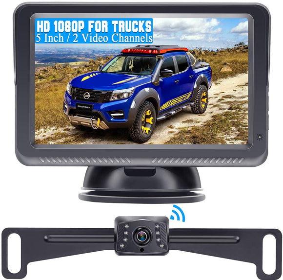 DoHonest S23 5 Inch HD 1080P Wireless Backup Camera 5'' Monitor Driving/Reversing Rear View Camera Kit with Stable Digital Signal for Trucks,Vans,Campers,SUVs Super Night Vision IP69K Waterproof