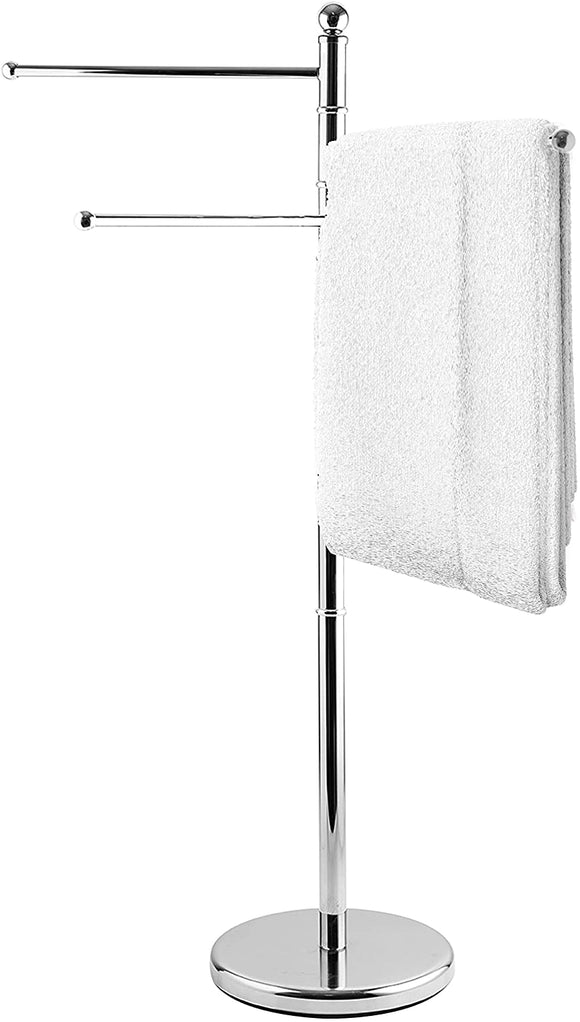MyGift 40-Inch Freestanding Metal Bathroom Towel/Kitchen Towel Rack Stand with 3 Swivel Arms