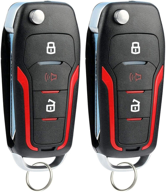 KeylessOption Keyless Entry Car Remote Uncut Ignition Flip Key Fob for Ford Lincoln Mercury CWTWB1U345 (Pack of 2)