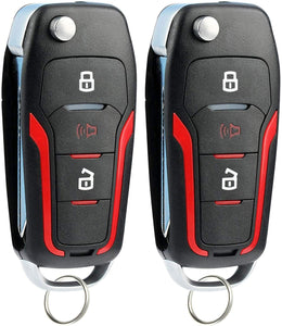 KeylessOption Keyless Entry Car Remote Uncut Ignition Flip Key Fob for Ford Lincoln Mercury CWTWB1U345 (Pack of 2)