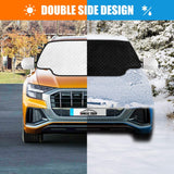 AURELIO TECH Magnetic Car Windshield Snow Cover with Side Mirror Covers for Ice Snow and Frost, Double Side Design, 4 Layers Protection, Extra Large, Fits Most Cars, Trucks, SUVs, Minivans