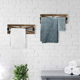 2PCS Rustic Towel Rack, Wall Mounted Wood Hanging Bathroom Towel Holder and Organizer for Kitchen Storage Organizer Rack, Bathroom Towels, Robes, Clothing (Brown)
