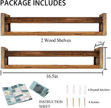 Cocomong Wood Floating Nursery Shelves Set of 2, Book Shelf Organizer for Kids, Wall Mounted Farmhouse Floating Bookshelves, Decorative Hanging Shelf for Baby Nursery Room Decor, Brown