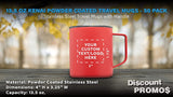 Kenai Powder Coated Travel Mugs - 12 pack - Customizable Text, Logo - 13.5 oz Coffee Mug - Great For Camping - Red