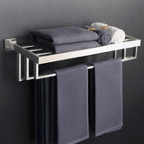 Alise Bathroom Lavatory Towel Rack Towel Shelf with 3 Towel Bars Wall Mount Towels Storage Holder,GOY8003-LS 24-Inch SUS 304 Stainless Steel Brushed Nickel Finish
