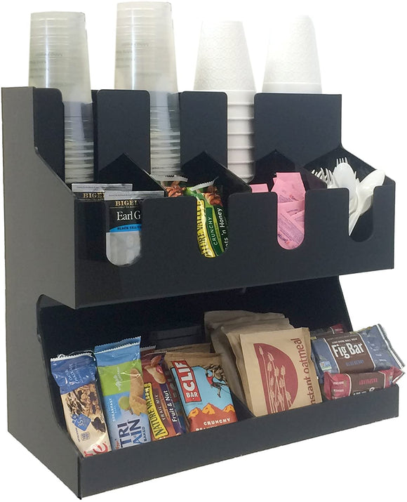 Mind Reader Coffee Condiment and Accessories Caddy Organizer, For Coffee Cups, Stirrers, Snacks, Sugars, etc. Black