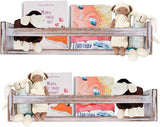 Cocomong Wood Floating Nursery Shelves Set of 2, Book Shelf Organizer for Kids, Wall Mounted Farmhouse Floating Bookshelves, Decorative Hanging Shelf for Baby Nursery Room Decor, Brown