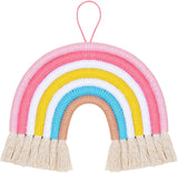 ituansen Rainbow Pom Pom Garland,Macrame Rainbow Wall Hanging Decor Tassel Garland Pom Pom Ball String Banner for Home Decor Nursey Dorm Room Kids Room Decor Baby Shower Party Supplies (R6)