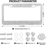 License Plate Frame for Women, Car Exterior Accessories, 2 Pack Handcrafted Crystal Premium Stainless Steel Bling License Plate Covers