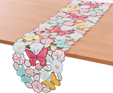 GRANDDECO Embroidered Flowery Table Runner 13"x68", Cutwork Embroidered Floral Butterfly Dresser Scarf, Home Kitchen Dining Tabletop Decoration, Runner 13"x68", Butterfly