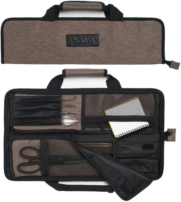 Asaya Chef Knife Roll Bag - 12 Pockets for Knives and Kitchen Utensils - Lightweight, Durable, and Stain Resistant Nylon - Perfect for the Traveling Chef - Knives not Included