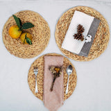 Ana Home 13.4" Table Placemats Set Of 6 - Braided Rattan Placemats- Round Table Placemats - Farmhouse Table Mats Set For Dining Table