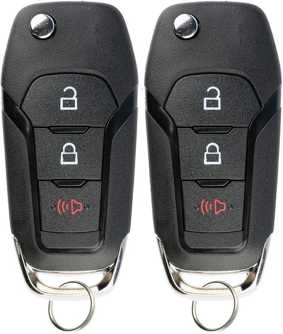 KeylessOption Keyless Entry Car Remote Uncut Ignition Flip Key Fob for Ford F150 F250 N5F-A08TAA (Pack of 2)