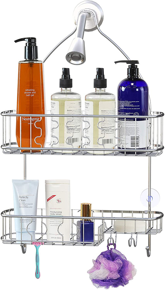 SimpleHouseware Bathroom Hanging Shower Head Caddy Organizer, Chrome (26 x 16 x 5.5 inches)