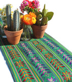 Del Mex Woven Rebozo Style Mexican Table Runner Scarf (Teal)