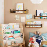 Cocomong Wood Floating Nursery Shelves Set of 2, Book Shelf Organizer for Kids, Wall Mounted Farmhouse Floating Bookshelves, Decorative Hanging Shelf for Baby Nursery Room Decor, Brown