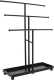 Modern Black Metal 3 Tier Tabletop Bracelet & Necklace Jewelry Organizer Display Tree Rack w/ Ring Tray