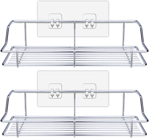 2-Pack 9" Rustproof Stainless Steel Shower Caddy, Adhesive Bathroom Wall Mounted Storage Accessories Shower Shelf Organizer, Chrome