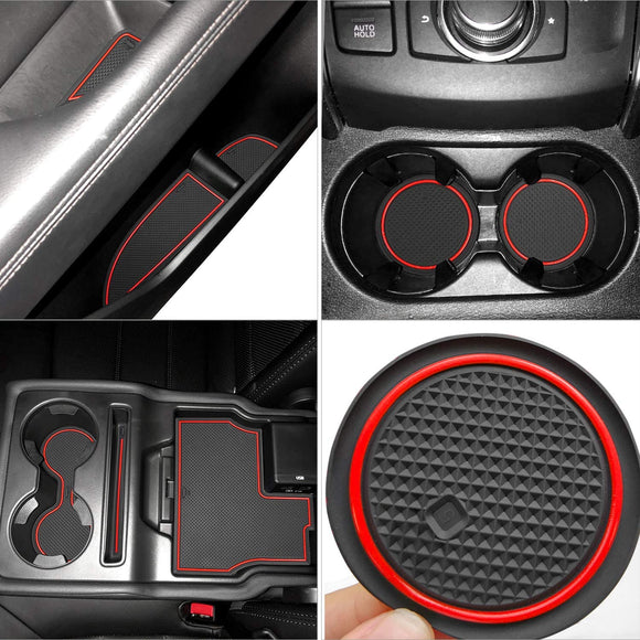 Auovo 18pcs Anti Dust Mats for Mazda CX-5/CX5 Accessories 2017-2021 Custom Fit Door Compartment Cup Holder Center Console Liners Car Interior (Red)