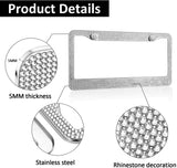 License Plate Frame for Women, Car Exterior Accessories, 2 Pack Handcrafted Crystal Premium Stainless Steel Bling License Plate Covers