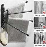 Lonffery Outdoor Towel Rack, Black Bathroom Rack, 4-Arm Wall Towel Bar for Pool, Hot Tub, Spa, Matte Black