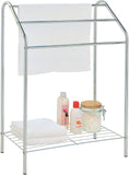 MyGift Freestanding 3 Tier Metal Towel Rack, Chrome Bathroom Towel Bar, Silver-Tone