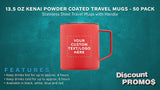 Kenai Powder Coated Travel Mugs - 12 pack - Customizable Text, Logo - 13.5 oz Coffee Mug - Great For Camping - Red