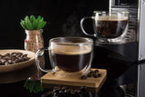 CnGlass Cappuccino Glass Mugs 8.1oz,Clear Coffee Mug Set of 2 Espresso Mug Cups,Double Wall Insulated Glass Mug with Handles(Latte Glasses,Tea)